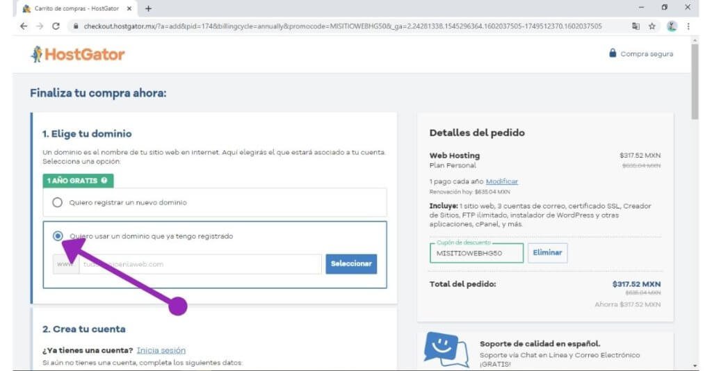 19 pasos para Crear sitio web desde cero, sin saber programar 7 Dominio existente