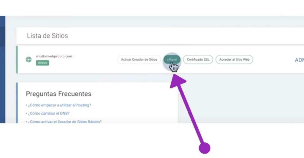 19 pasos para Crear sitio web desde cero, sin saber programar 23 Entrar en tu cpanel de hosting