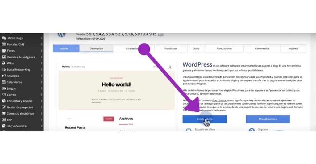 19 pasos para Crear sitio web desde cero, sin saber programar 25 Instalar wordpress
