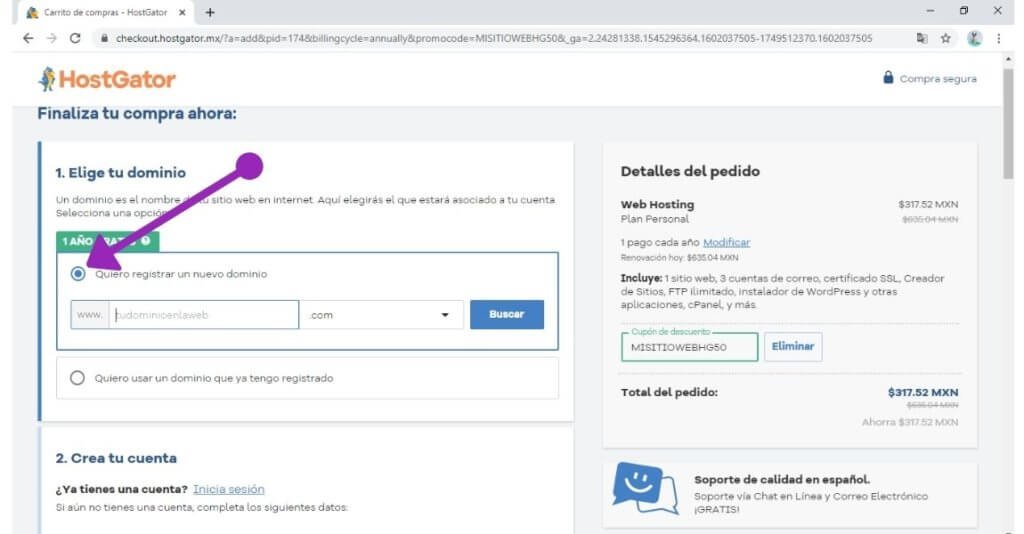 19 pasos para Crear sitio web desde cero, sin saber programar 6 Nombre de dominio para mi sitio web