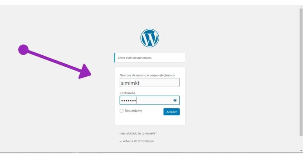 19 pasos para Crear sitio web desde cero, sin saber programar 33 Poner contrasena y usuario de wordpress
