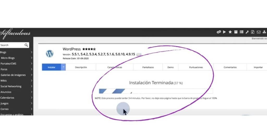 19 pasos para Crear sitio web desde cero, sin saber programar 30 Proceso de instalacion de wordpress 1
