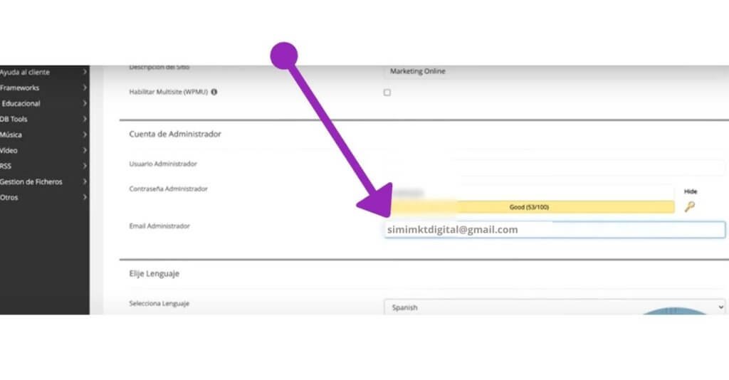 19 pasos para Crear sitio web desde cero, sin saber programar 28 Tu Correo electronico en tu wordpress 1
