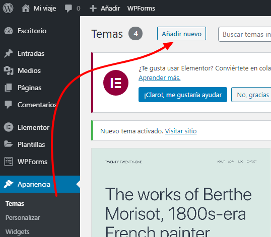 Crear un sitio web por tu cuenta propia 28 Añadir un tema en WordPress