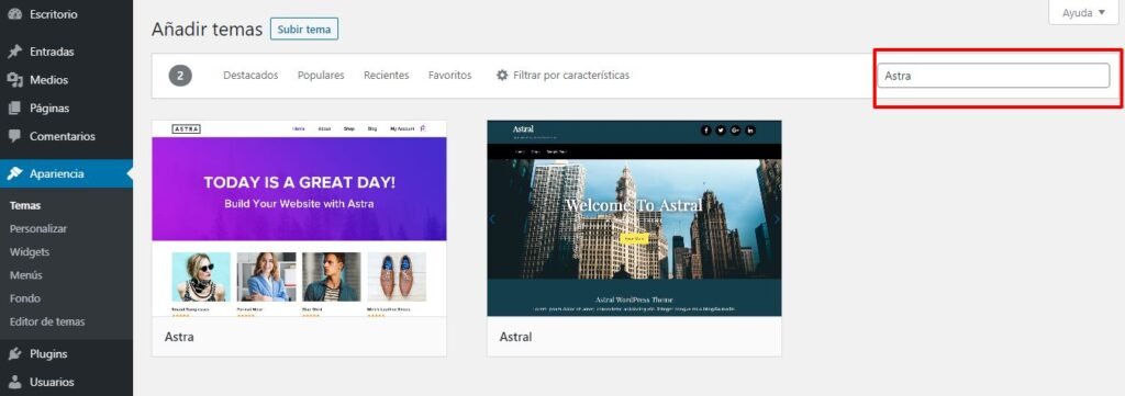 Crear un sitio web profesional para entrenador personal 26 Buscar un tema en WordPress