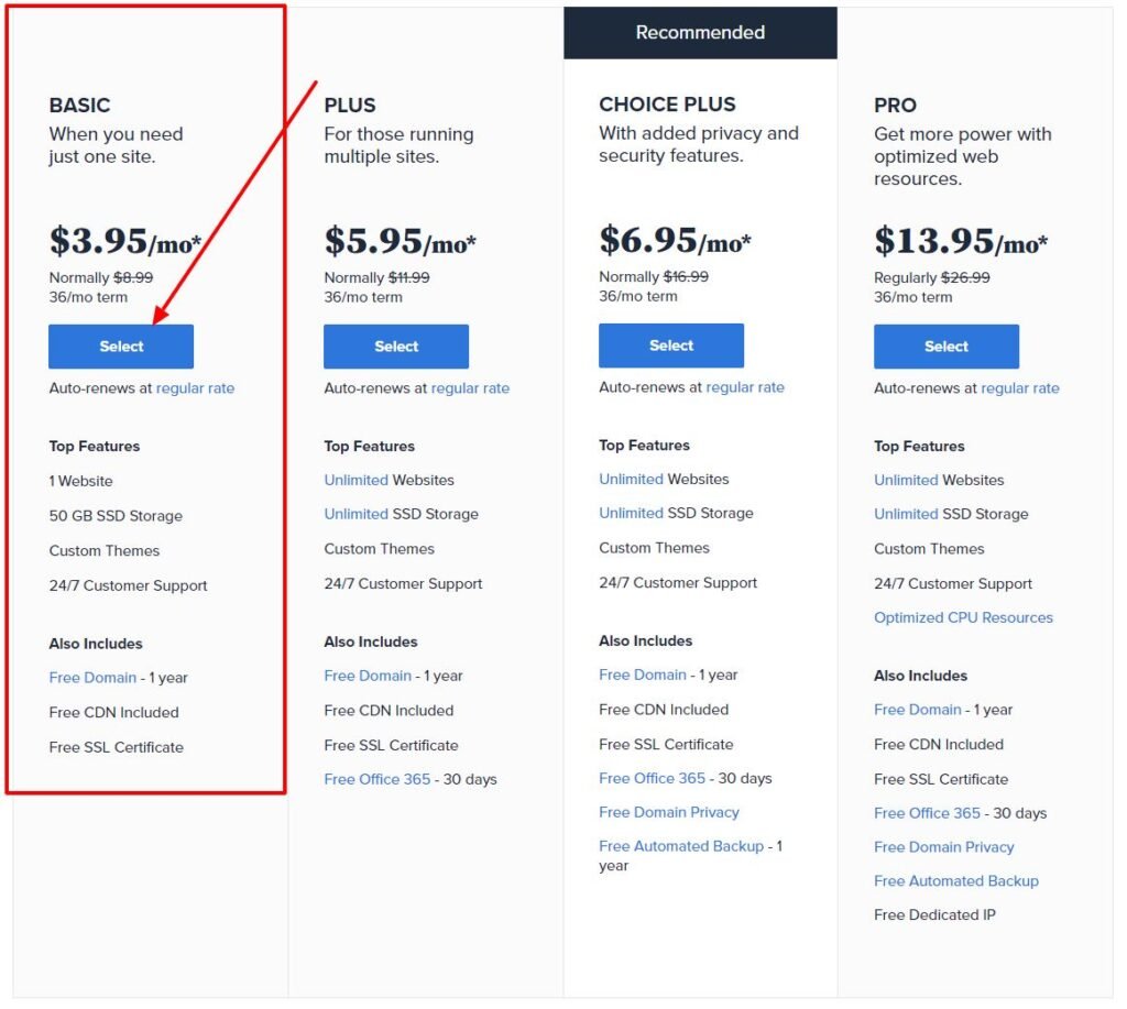 Crear un sitio web por tu cuenta propia 3 Crear tu propio sitio en Comprar el plan basico de Bluehost