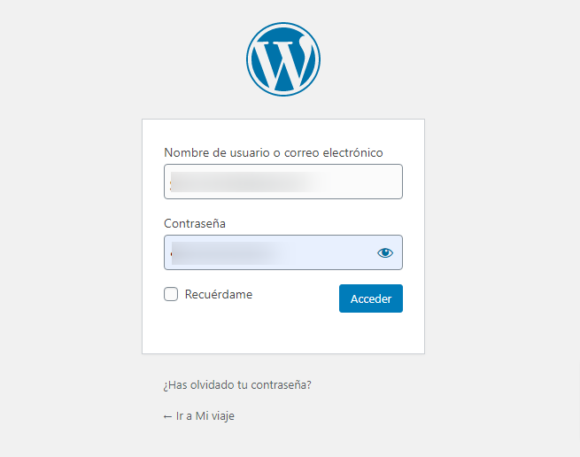 Crear un sitio web por tu cuenta propia 22 El interface para entrar al escritorio de wordpress