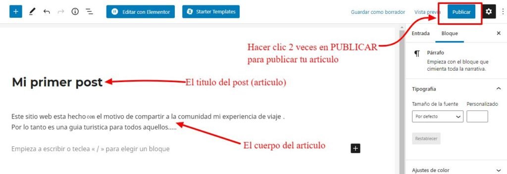Crear un sitio web por tu cuenta propia 48 Escribir y publicar una entrada