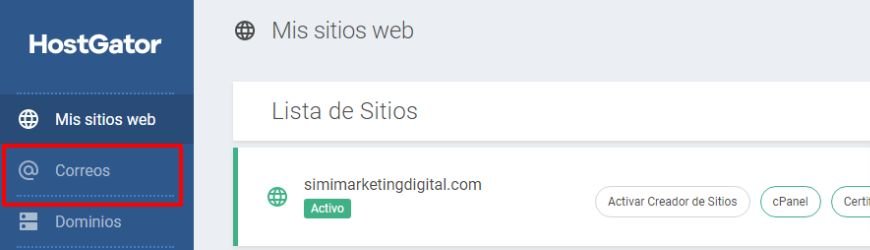 Cómo crear un correo corporativo en Hostgator Latam 3 Hacer clic en correos para entrar en tu panel de correos