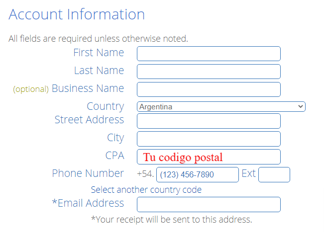 Crear un sitio web por tu cuenta propia 8 Llenar tus datos de cuenta para comprar un hosting en bluehost