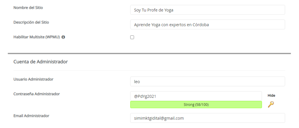 Crear un sitio web profesional para entrenador personal 18 Dar un nombre a tu sitio de wordpres y una descripcion corta