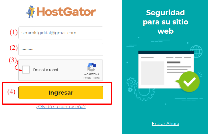 Crear una cuenta en hostgator México en minutos en 2025 23 Interfaz para iniciar sesion en hostgator
