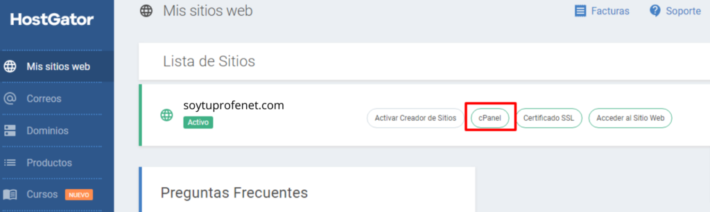 Crear un sitio web profesional para entrenador personal 15 entrar al cpanel del sitio web