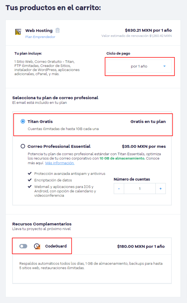 ¿Cómo comprar el plan Emprendedor Hostgator en 2025? 6 Carrito de compras HostGator