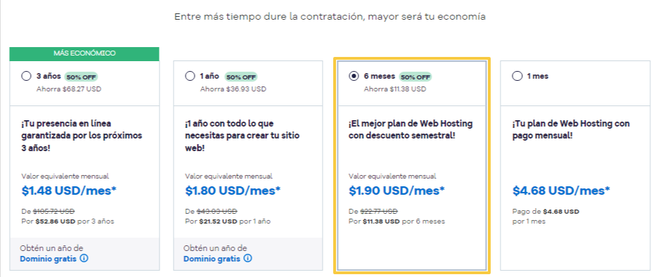 ¿Cómo ver los precios de los planes del hosting hostgator latam? y diferentes formas de contratación 4 precios de los planes del hosting hostgator latam por contratación por 6 meses
