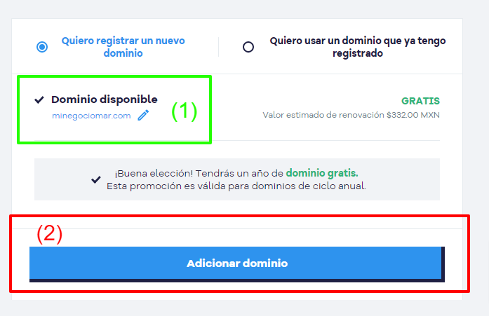 Guía completa para crear una cuenta en HOSTGATOR México en 2024 6 Carrito de compras HostGator dominio disponible