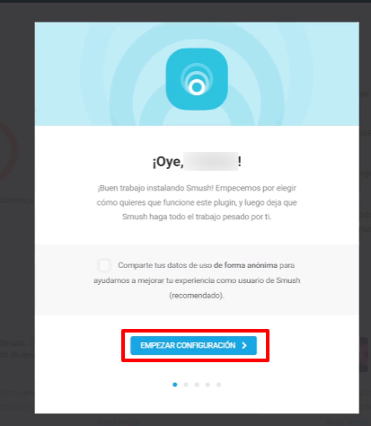 Mejorar la velocidad de WordPress en 3 pasos 9 Empezar la configuracion del plugins smush paso por paso