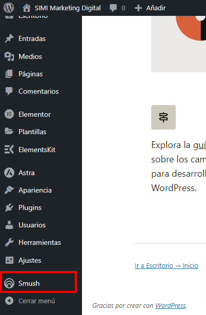 Mejorar la velocidad de WordPress en 3 pasos 8 Primer paso para configurar Smush