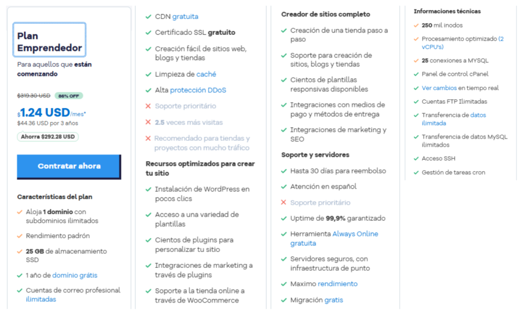 Descuentos Exclusivos en HostGator Español: Ahorra a lo Grande 6 Descuentos exclusivos en HostGator español: Plan emprendedor